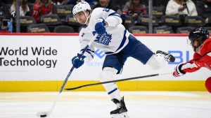 Toronto Maple Leafs right wing William Nylander (88) in action during the second period of an NHL hockey game against the Washington Capitals, Wednesday, March 20, 2024, in Washington. (Nick Wass/AP)