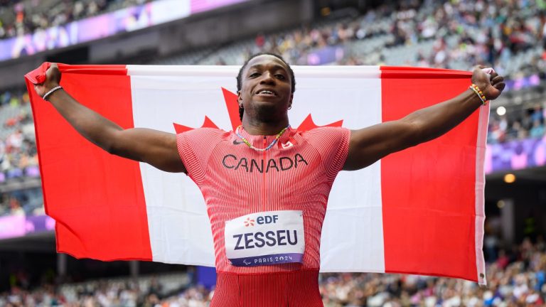 Jesse Zesseu wins silver in the Men’s Discus F37 Final at the 2024 Paralympic Games in Paris, France on September 6, 2024. (Angela Burger/THE CANADIAN PRESS/HO, CANADIAN PARALYMPIC COMMITTEE)