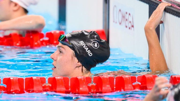 Aurelie Rivard competes in the women’s 50m Freestyle S10 Final at the 2024 Paralympic Games in Paris, France on August 29, 2024. Aurelie Rivard didn't get the gold, and saw her world record get beaten. But winning a career 11th Paralympic medal with a performance she can be proud of was enough for the star swimmer. (THE CANADIAN PRESS/HO-CANADIAN PARALYMPIC COMMITTEE, Angela Burger)