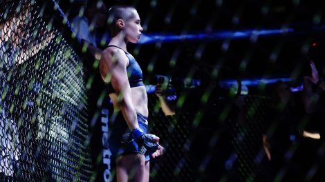 Rose-Namajunas-is-announced-before-a-UFC-bout