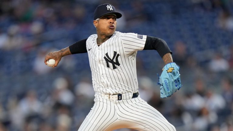 New York Yankees pitcher Marcus Stroman throws during the first inning of a baseball game against the Kansas City Royals at Yankee Stadium, Tuesday, Sept. 10, 2024, in New York. (Seth Wenig/AP)