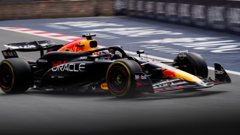 Red Bull driver Max Verstappen of the Netherlands in action during a Formula One Grand Prix practice in Baku, Azerbaijan, on Friday, Sept. 13, 2024. (Sergei Grits/AP)