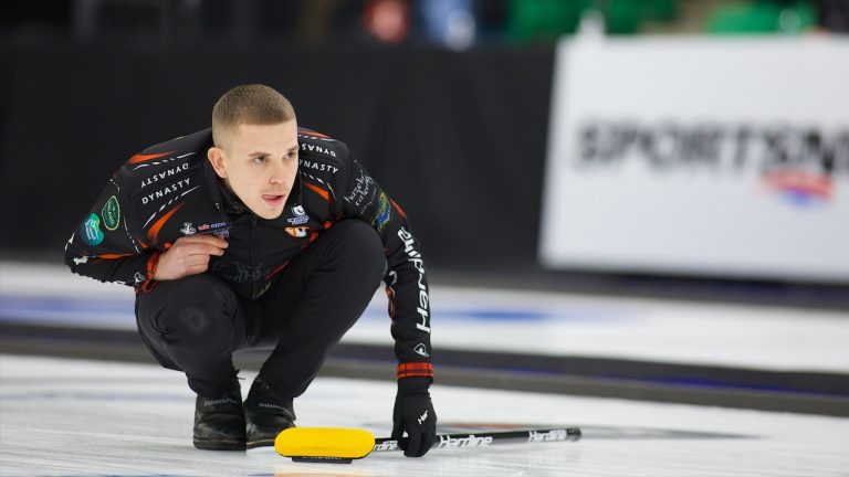 Ross Whyte in action during the WFG Masters men's final on Sunday, Dec. 17, 2023, in Saskatoon. (Anil Mungal/GSOC)