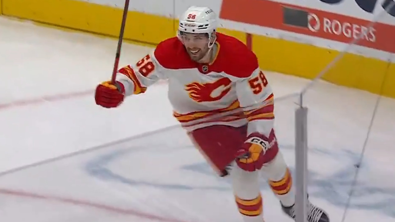 Flames’ Kirkland shovels home first career NHL goal