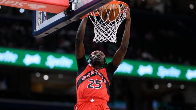 Toronto Raptors forward Chris Boucher (25) in action. (Nick Wass/AP)