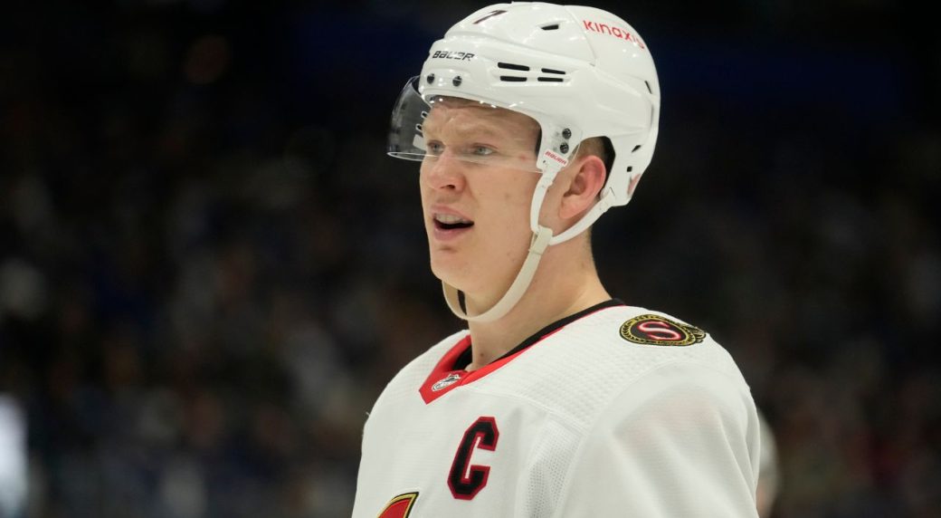 Senators’ Brady Tkachuk, Tim Stutzle suffer upper-body injuries vs. Canadiens