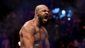 Jon Jones reacts after his victory over Ciryl Gane in a UFC 285 mixed martial arts heavyweight title bout Saturday, March 4, 2023, in Las Vegas. (David Becker/AP) 