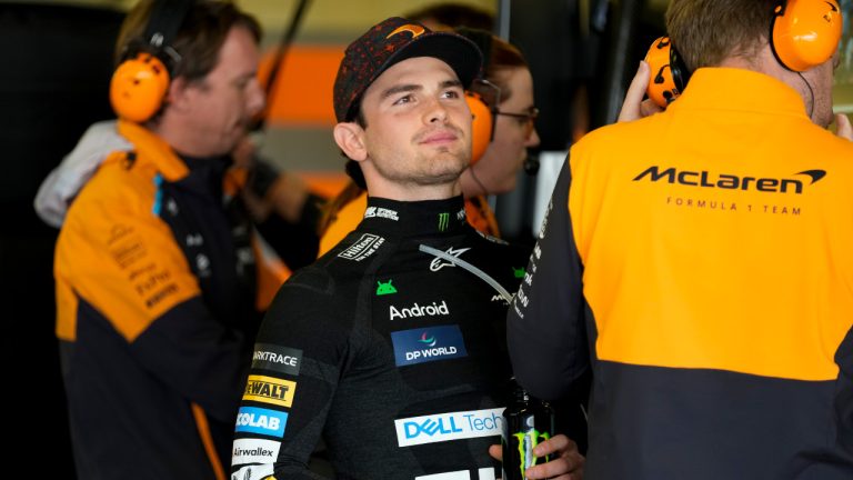 McLaren driver Pato O'Ward, of Mexico, receives instructions during the first free practice ahead of the Formula One Mexico Grand Prix auto race at the Hermanos Rodriguez racetrack in Mexico City, Friday, Oct. 25, 2024. (Moises Castillo/AP) 