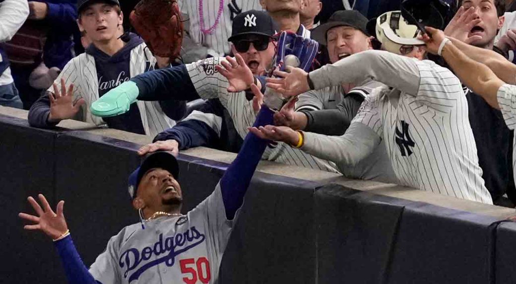 Yankees fans called for fan interference after grabbing Dodgers’ Betts on fly ball