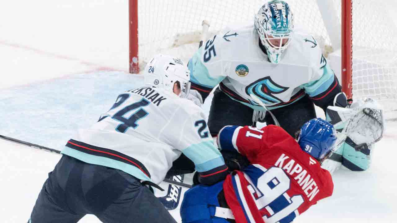 Brandon Montour scores hat trick in Kraken’s rout of Canadiens