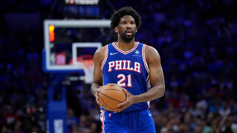 Philadelphia 76ers' Joel Embiid plays during Game 6 in an NBA basketball first-round playoff series, Thursday, May 2, 2024, in Philadelphia. (Matt Slocum/AP)