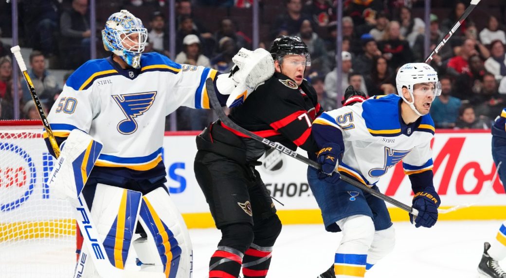 Did Blues’ Binnington challenge Senators’ Ullmark to fight?