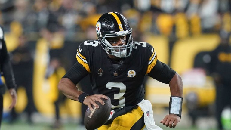 Pittsburgh Steelers quarterback Russell Wilson (3) scrambles during the first half of an NFL football game against the New York Jets, Sunday, Oct. 20, 2024, in Pittsburgh. (Matt Freed/AP Photo)