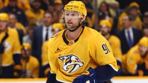 Nashville Predators centre Steven Stamkos (91) looks on during the second period of an NHL preseason hockey game, Saturday, Oct. 5, 2024, in Nashville, Tenn. (Johnnie Izquierdo/AP)