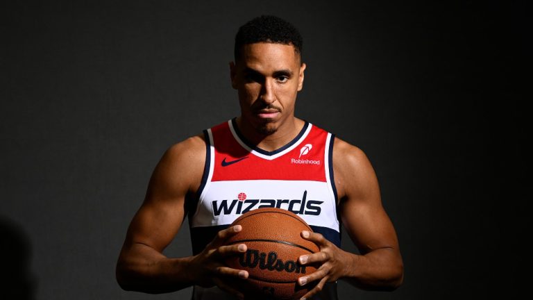 Washington Wizards guard Malcolm Brogdon (15) poses for a photo during the NBA basketball team's media day, Monday, Sept. 30, 2024, in Washington. (Nick Wass/AP Photo)