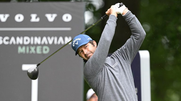 Spain's Jorge Campillo plays off the 1st tee during the third day of the Scandinavian Mixed DP World Tour Championship golf tournament, at Vasatorps Golf Club outside Helsingborg, Sweden, Saturday June 8, 2024. (Jonas Ekstromer/TT via AP)