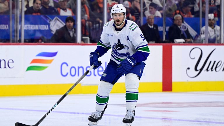 Vancouver Canucks' J.T. Miller in action during an NHL hockey game against the Philadelphia Flyers, Saturday, Oct. 19, 2024, in Philadelphia. (Derik Hamilton/AP)