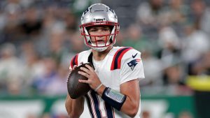 New England Patriots quarterback Drake Maye (10). (Adam Hunger/AP)