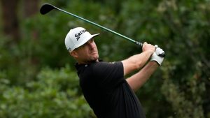 Taylor Pendrith, of Canada, hits from the second tee during the first round of the BMW Championship golf event at Castle Pines Golf Club, Thursday, Aug. 22, 2024, in Castle Rock, Colo. (Matt York/AP)