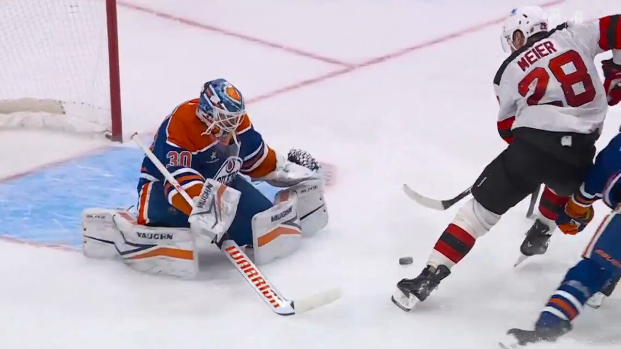 Devils’ Meier finishes gorgeous backhand on Mercer’s airmail feed