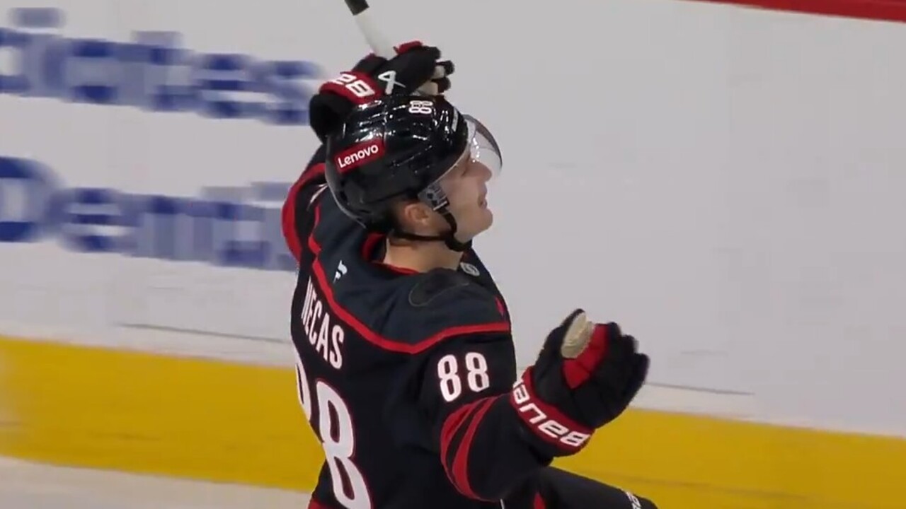 Necas bangs home loose puck to give Hurricanes lead in final minute