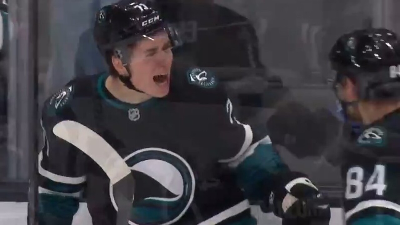 Celebrini flips in backhand feed from Granlund for second career NHL goal