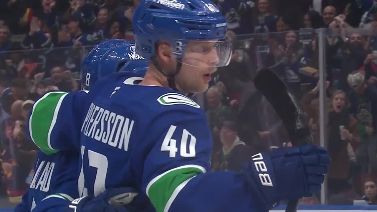 Canucks’ Pettersson fires home one-timer off feed from Hughes