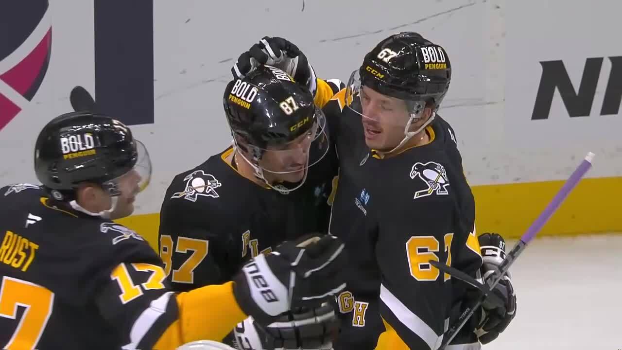 Penguins’ Rakell finishes off impressive passing play from Crosby