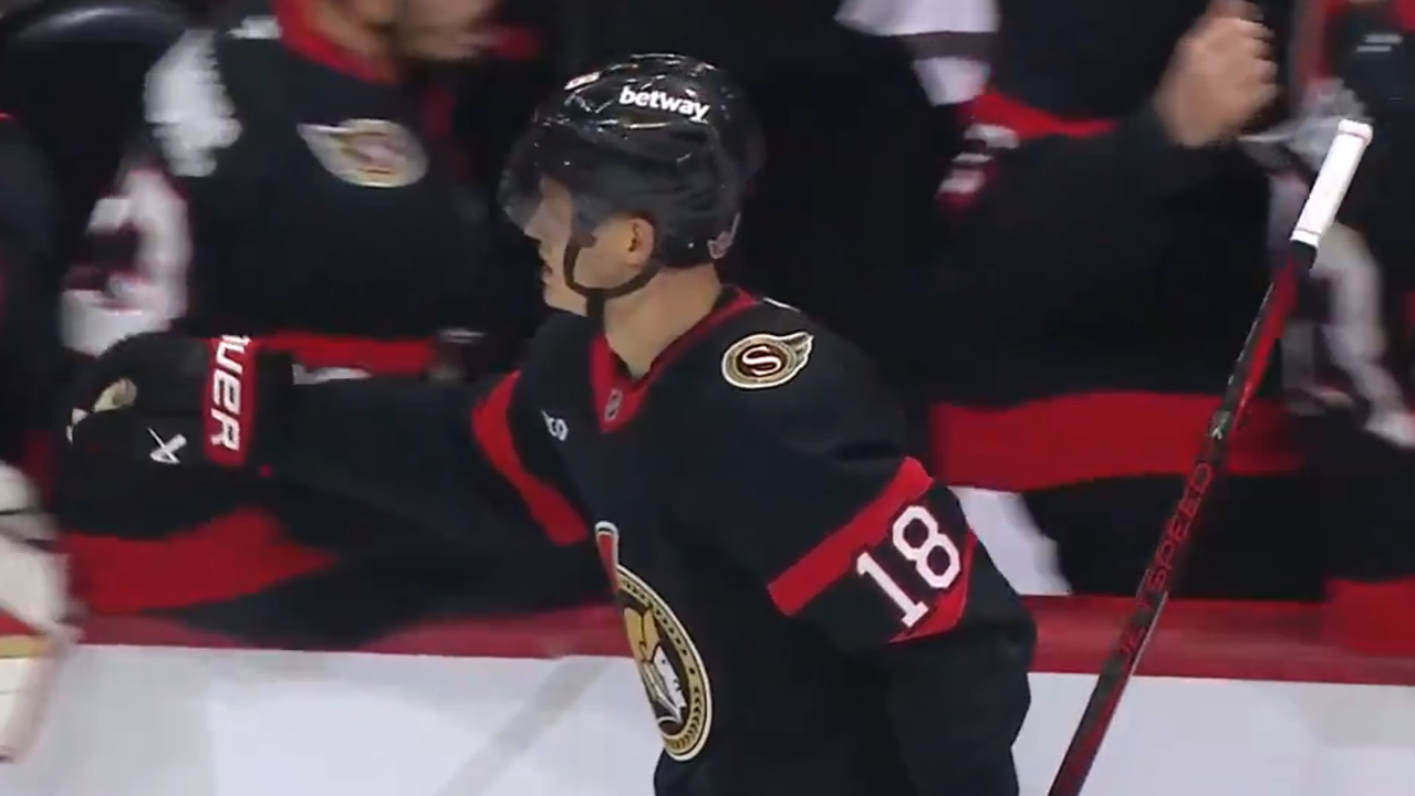 Senators’ Stutzle blasts one-timer from slot past Oilers’ Skinner