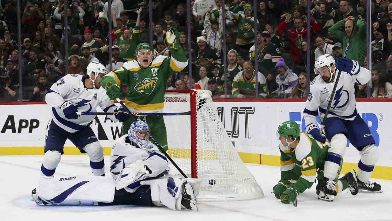 NHL Roundup: Kaprizov scores twice as Wild beat Lightning