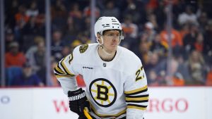 Boston Bruins' Hampus Lindholm plays during an NHL hockey game, Saturday, March 23, 2024, in Philadelphia. (Matt Slocum/AP)