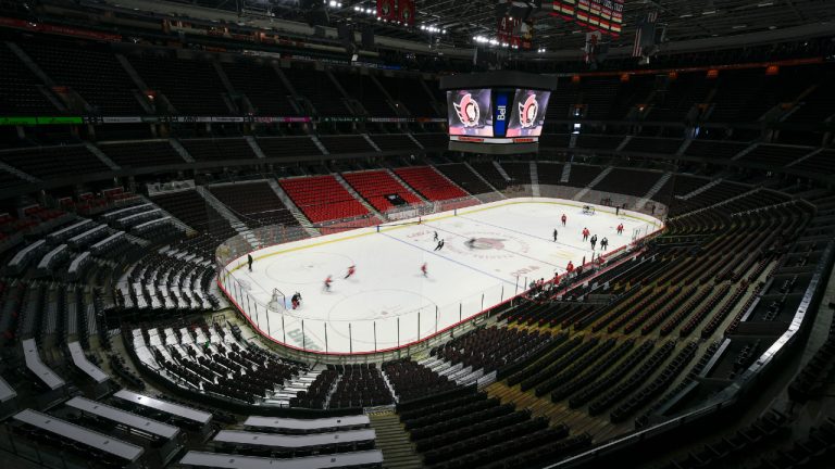 The Canadian Tire Centre is seen as the Ottawa Senators participate in a scrimmage during the team's training camp in Ottawa, on Thursday, Sept. 22, 2022. (Justin Tang/CP)