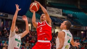 Canada centre Trae Bell-Haynes shoots against Mexico during FIBA Men's AmeriCup 2025 Qualifiers in Saskatoon, Sask., Sunday, Nov. 24, 2024. Canada defeated Mexico 83-73. THE CANADIAN PRESS/Liam Richards