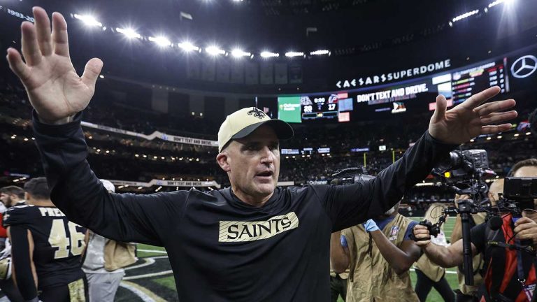 New Orleans Saints interim head coach Darren Rizzi walks off the field after a win over the Atlanta Falcons after an NFL game, Sunday, Nov. 10, 2024, in New Orleans. The New Orleans Saints won 20-17. (AP)