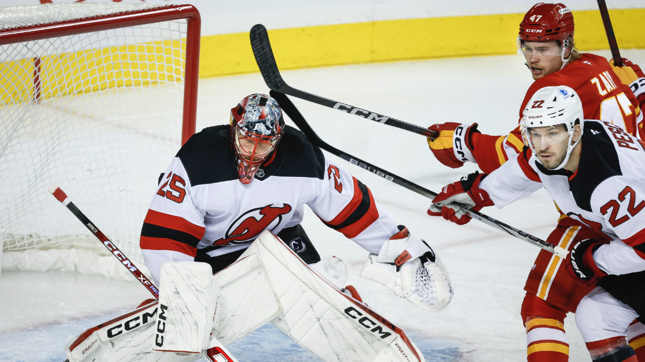 Flames score three goals in third period, shut out visiting Devils