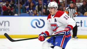 Montreal Canadiens right wing Brendan Gallagher (11) skates during the second period of an NHL hockey game against the Buffalo Sabres Monday, Nov. 11, 2024, in Buffalo, N.Y. (Jeffrey T. Barnes/AP)