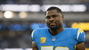 
Titans Chargers Football
Los Angeles Chargers linebacker Khalil Mack (52) walks back to the locker room after an NFL football game against the Tennessee Titans, Sunday, Nov. 10, 2024, in Inglewood, Calif. (Kyusung Gong/AP)