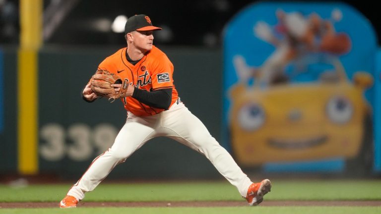 San Francisco Giants third baseman Matt Chapman during a baseball game against the Miami Marlins in San Francisco, Friday, Aug. 30, 2024. (Jeff Chiu/AP)