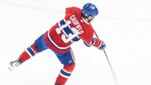 Montreal Canadiens' Cole Caufield warms up prior to first period NHL hockey action against Columbus Blue Jackets in Montreal, Saturday, Nov. 16, 2024. Caufield announced he will wear number 13 this season to honour Johnny Gaudreau, who died in a tragic accident with his brother Matthew earlier this year. (Christinne Muschi/CP)