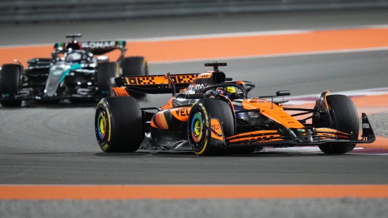 McLaren driver Oscar Piastri of Australia steers his car during sprint race at the Formula One Qatar Grand Prix, at the Lusail International Circuit in Lusail, Qatar, Saturday, Nov. 30, 2024. (AP/Darko Bandic)