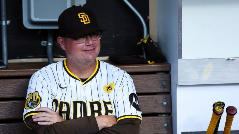 San Diego Padres manager Mike Shildt sits in the dugout prior to a game against the Detroit Tigers Wednesday, Sept. 4, 2024, in San Diego. (AP)