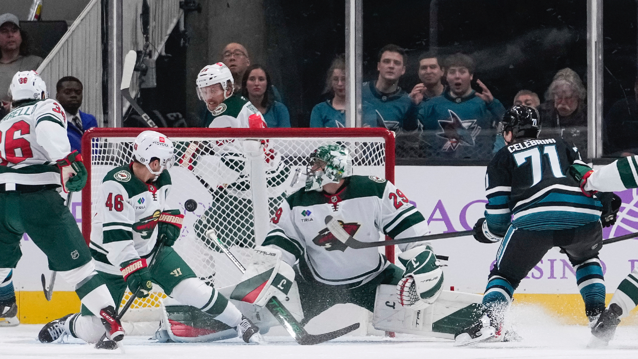 Macklin Celebrini, NHL’s youngest player, scores on Marc-Andre Fleury, league’s oldest