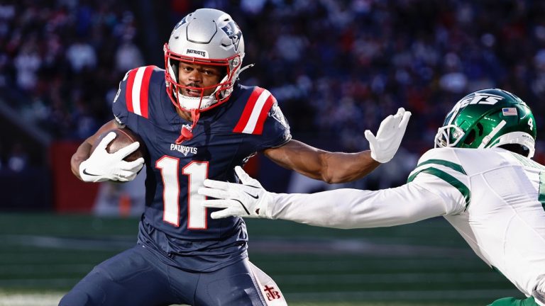 New England Patriots wide receiver Tyquan Thornton runs the ball against the New York Jets during an NFL game at Gillette Stadium, Sunday, Oct. 27, 2024 in Foxborough, Mass. (Winslow Townson/AP Images for Panini)