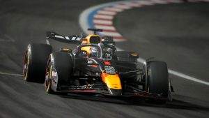 Red Bull driver Max Verstappen, of the Netherlands, competes during the F1 Las Vegas Grand Prix auto race, Sunday, Nov. 24, 2024, in Las Vegas. (Matt York/AP)