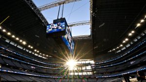 The roof is seen open at AT&T Stadium prior to an NFL football game between the Dallas Cowboys and the Houston Texans, Monday, Nov. 18, 2024, in Arlington. (Jerome Miron/AP)