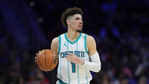 Charlotte Hornets' LaMelo Ball plays during an NBA basketball game, Sunday, Nov. 10, 2024, in Philadelphia. (Matt Slocum/AP)