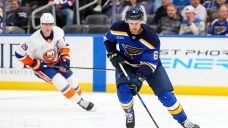 Blues&#8217; Philip Broberg exits vs. Maple Leafs with lower-body injury