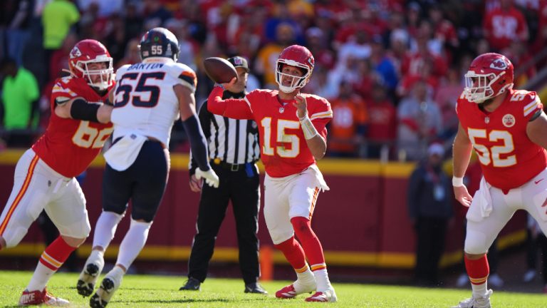 Kansas City Chiefs quarterback Patrick Mahomes throws during the first half of an NFL football game against the Denver Broncos Sunday, Nov. 10, 2024, in Kansas City, Mo. (Charlie Riedel/AP)