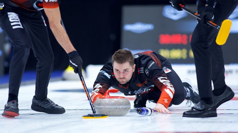 Matt Dunstone in action during the Co-op Canadian Open on Wednesday, Nov. 6, 2024, in Nisku, Alta. (Anil Mungal/GSOC)