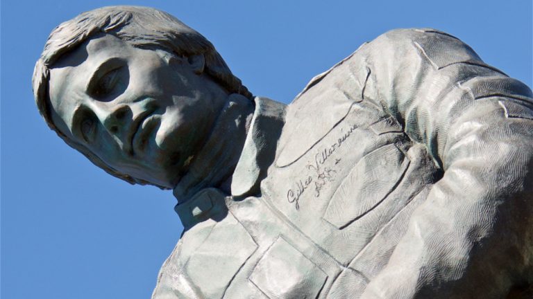 A statue of Gilles Villeneuve is shown outside the Gilles Villeneuve Museum in Berthierville, Que., in a handout photo. (Gilles Villeneuve Museum/CP)